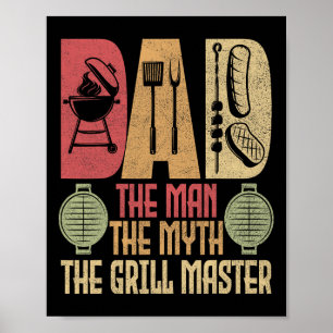Affiche Papa L'Homme Le Mythe Le Grill Master Bbq Party Rb