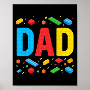 Affiche Papa Maître Constructeur Briques Blocs Famille F