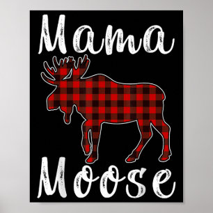 Affiche Papa Maman Élan Famille Noël Pyjama Rouge & Noir