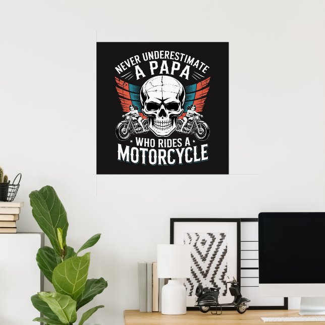 Affiche Papa motard qui conduit une moto (Bureau à domicile)