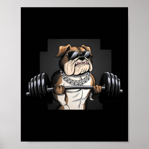 Affiche Papa musculation fitness culturisme rat bouledogue