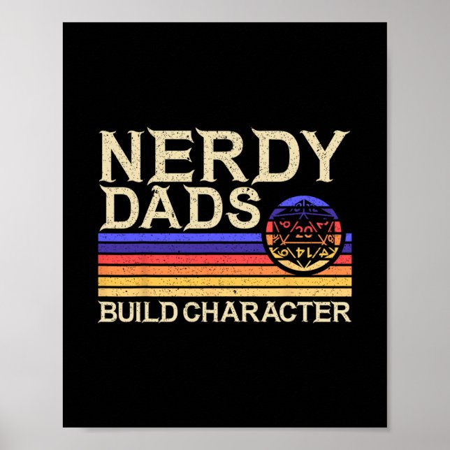 Affiche Papa nerd jeu de rôle jeu D20 jeux de société drôl (Devant)