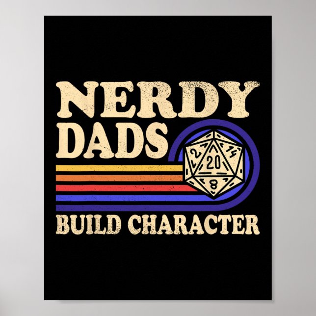 Affiche Papa nerd jeu de rôle jeu D20 jeux de société drôl (Devant)