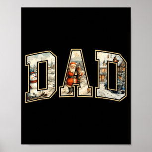 Affiche Papa Noël Vintage Xmas Papa Famille Pyjama Assorti
