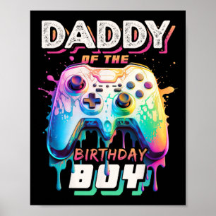 Affiche Papa Of Anniversaire Garçon Matching Vidéo Jeu Bir