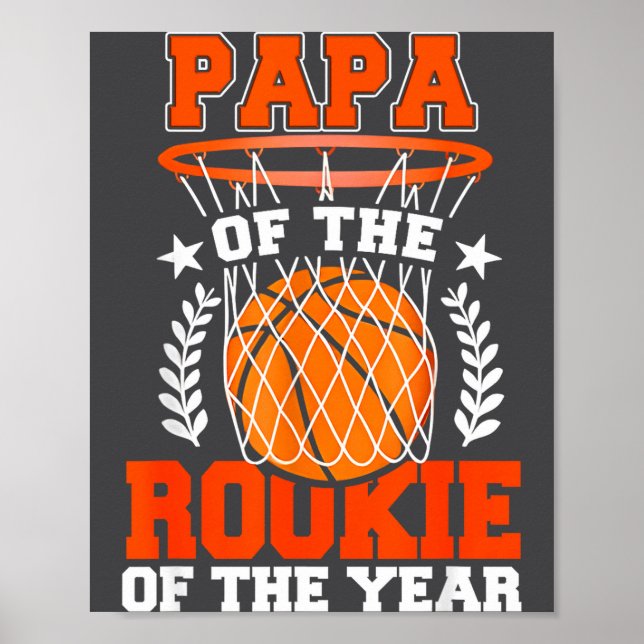Affiche Papa Of Rookie 1st Basketball Bday Theme Matching  (Devant)