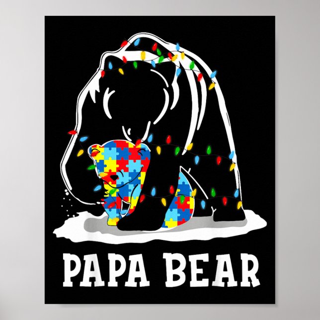 Affiche Papa ours drôle de sensibilisation à l'autisme Aut (Devant)