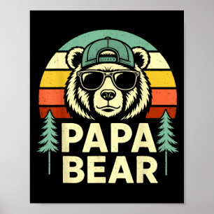 Affiche Papa ours rétro papa père mari hommes drôle