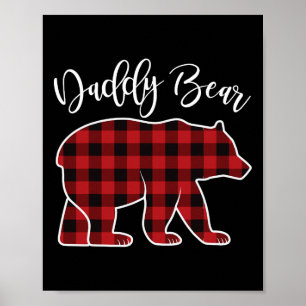 Affiche Papa Papa Ours Pyjama Rouge Buffalo Noël Famille C