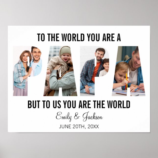 Affiche Papa Photo Collage Anniversaire Papa Présent Papa (Devant)