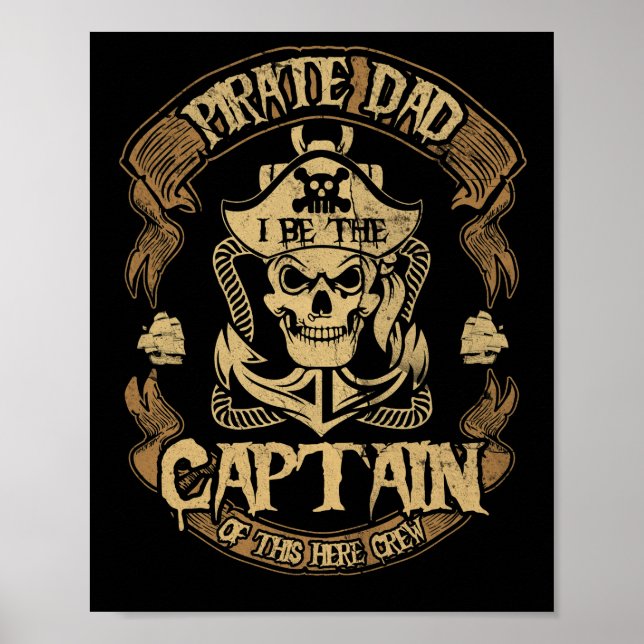 Affiche Papa Pirate Sois Le Capitaine Fête Des Pères (Devant)