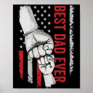 Affiche Papa poing levé drapeau américain patriotique