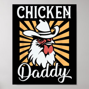 Affiche Papa Poule Éleveur de Volailles Vintage Drôle de F
