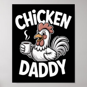 Affiche Papa Poule Éleveur de Volailles Vintage Drôle de F