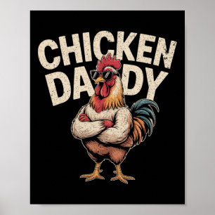 Affiche Papa Poule Éleveur de Volailles Vintage Drôle de F