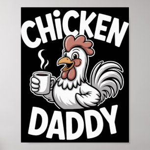 Affiche Papa Poule Éleveur de Volailles Vintage Drôle de F