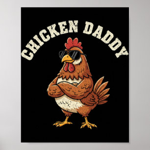 Affiche Papa Poule Éleveur de Volailles Vintage Drôle Fête