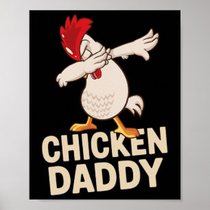 Affiche Papa Poule Éleveur de Volailles Vintage Drôle Fête