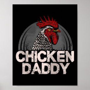 Affiche Papa Poule Poules Agriculteur Cour de ferme Volail