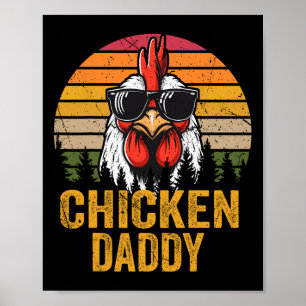 Affiche Papa Poule Vintage Coq Pour Papa Agriculteur Père