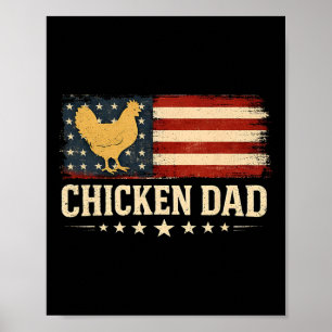 Affiche Papa Poulet Drôle Drapeau Rétro Usa Éleveur De Vol