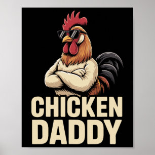 Affiche Papa Poulet Éleveur de Volailles Vintage Drôle Fêt