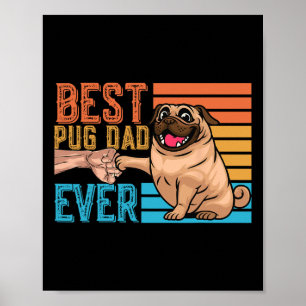 Affiche Papa Pug Papa de la fête des pères Pug