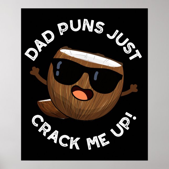 Affiche Papa Puns M'Accroche Funky Coconut Pun Dark BG (Devant)