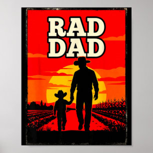 Affiche Papa radical père et fils agriculteur western couc