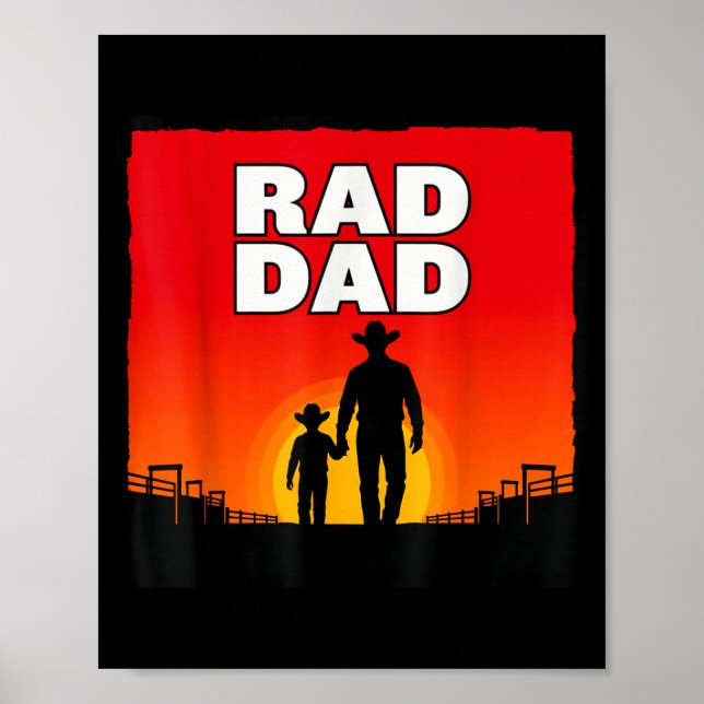 Affiche Papa radical père et fils rodéo western soleil cou (Devant)
