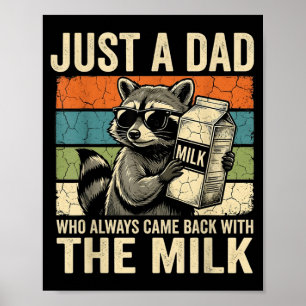 Affiche Papa Raton Laveur Drôle Qui Est Revenu Avec Le Lai