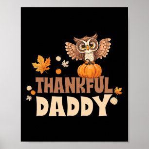 Affiche Papa reconnaissant hibou joyeux assis sur une citr