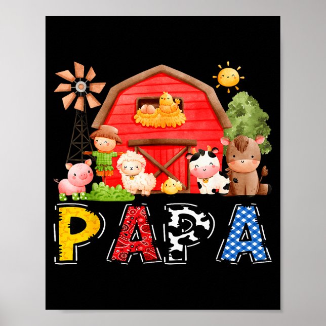 Affiche Papa Red Farm Cow Birthday Boy Matching Family Par (Devant)