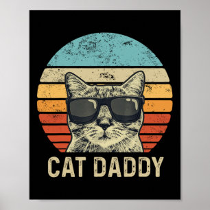 Affiche Papa Retro Chat Sungles Cool Chat Papa Pères cadea