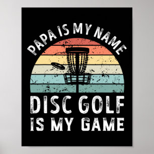 Affiche Papa Rétro Drôle Disc Golf Est Mon Jeu Fête Des Pè