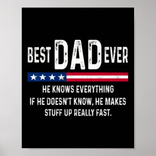 Affiche Papa Sait Jamais Tout Drôle Fête des pères Dada F