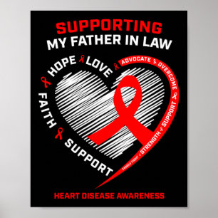 Affiche Papa Soutien Père En Droit Maladie de Coeur Rouge 