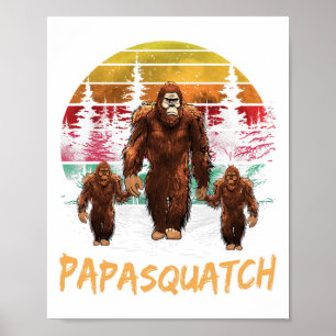 Affiche Papa Squatch Retro Bigfoot Papa Sasquatch Yeti Fat