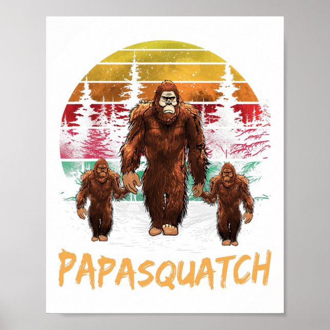 Affiche Papa Squatch Retro Bigfoot Papa Sasquatch Yeti Fat (Devant)