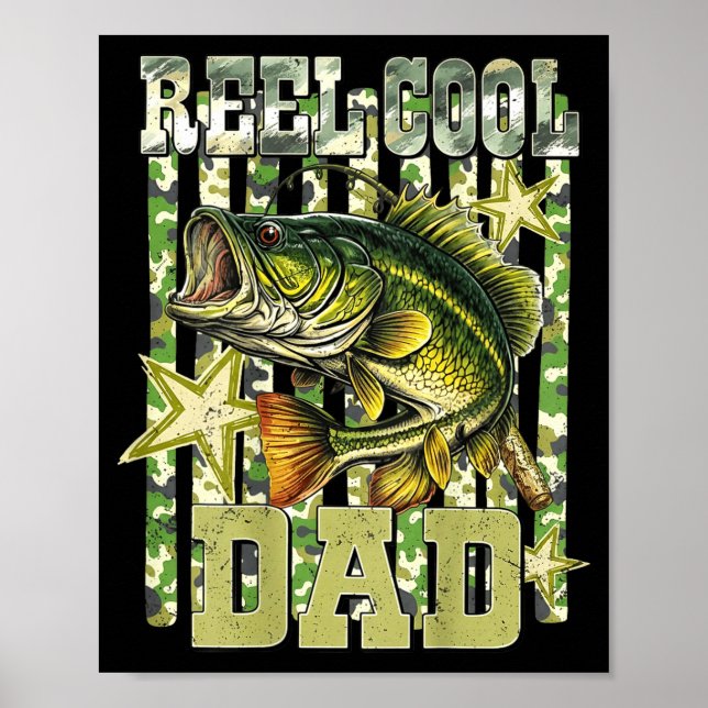 Affiche Papa super cool drôle pêche bass (sur le dos)  (Devant)