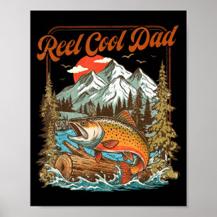 Affiche Papa super cool vintage pêche truite arc-en-ciel