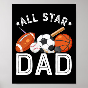Affiche Papa Toute Étoile Du Garçon De La Fête Sketll Foot