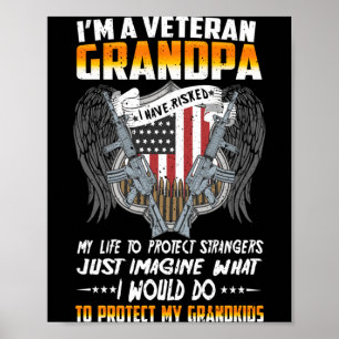 Affiche Papa vétéran homme fier papa vétéran américain