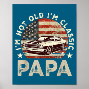 Affiche Papa Vieux Véhicule Ridicule Drapeau Américain Gra