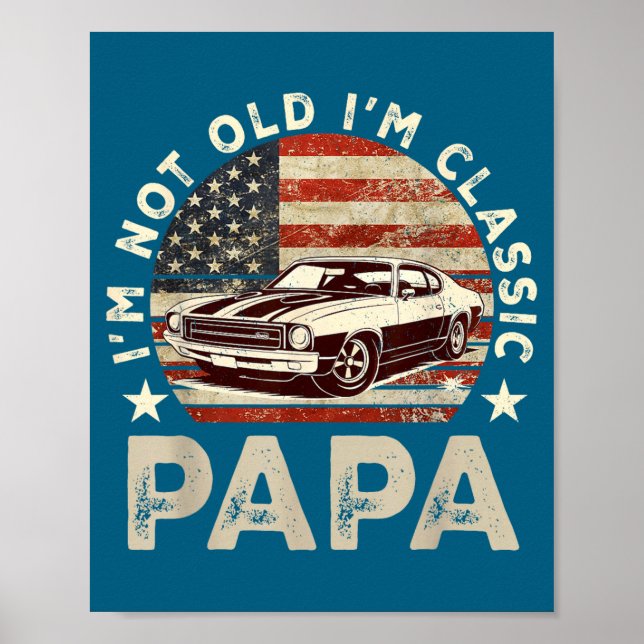 Affiche Papa Vieux Véhicule Ridicule Drapeau Américain Gra (Devant)