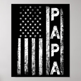 Affiche Papa Vintage Drapeau Américain Fête des Pères 4 Ju