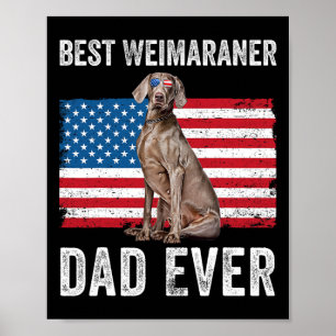 Affiche Papa Weimaraner Drapeau Américain Amoureux des Chi