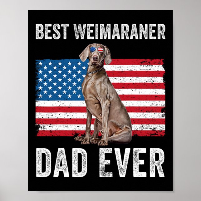 Affiche Papa Weimaraner Drapeau Américain Amoureux des Chi (Devant)