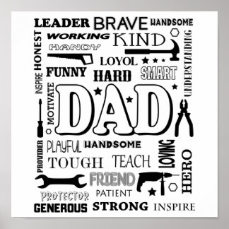 Affiche Papa Word Art, Papa Cadeau, Citations Drôle Papa