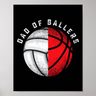 Affiche Papas Ballers Drôle Cadeau Volley-ball Basketball 